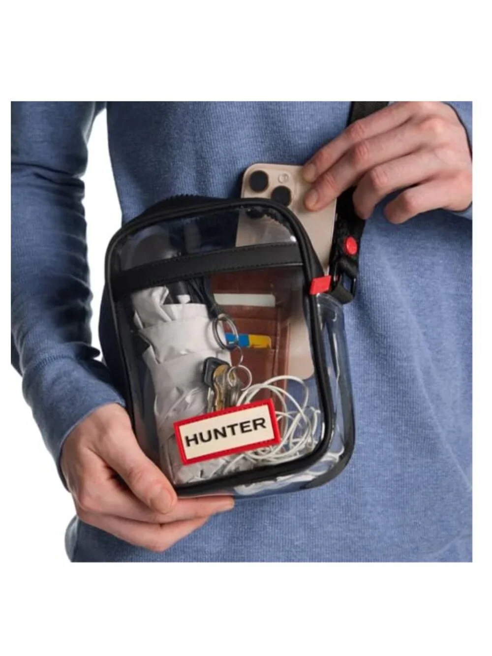 Clear TPU Crossbody Bag Adjustable Strap Zippered Pocket